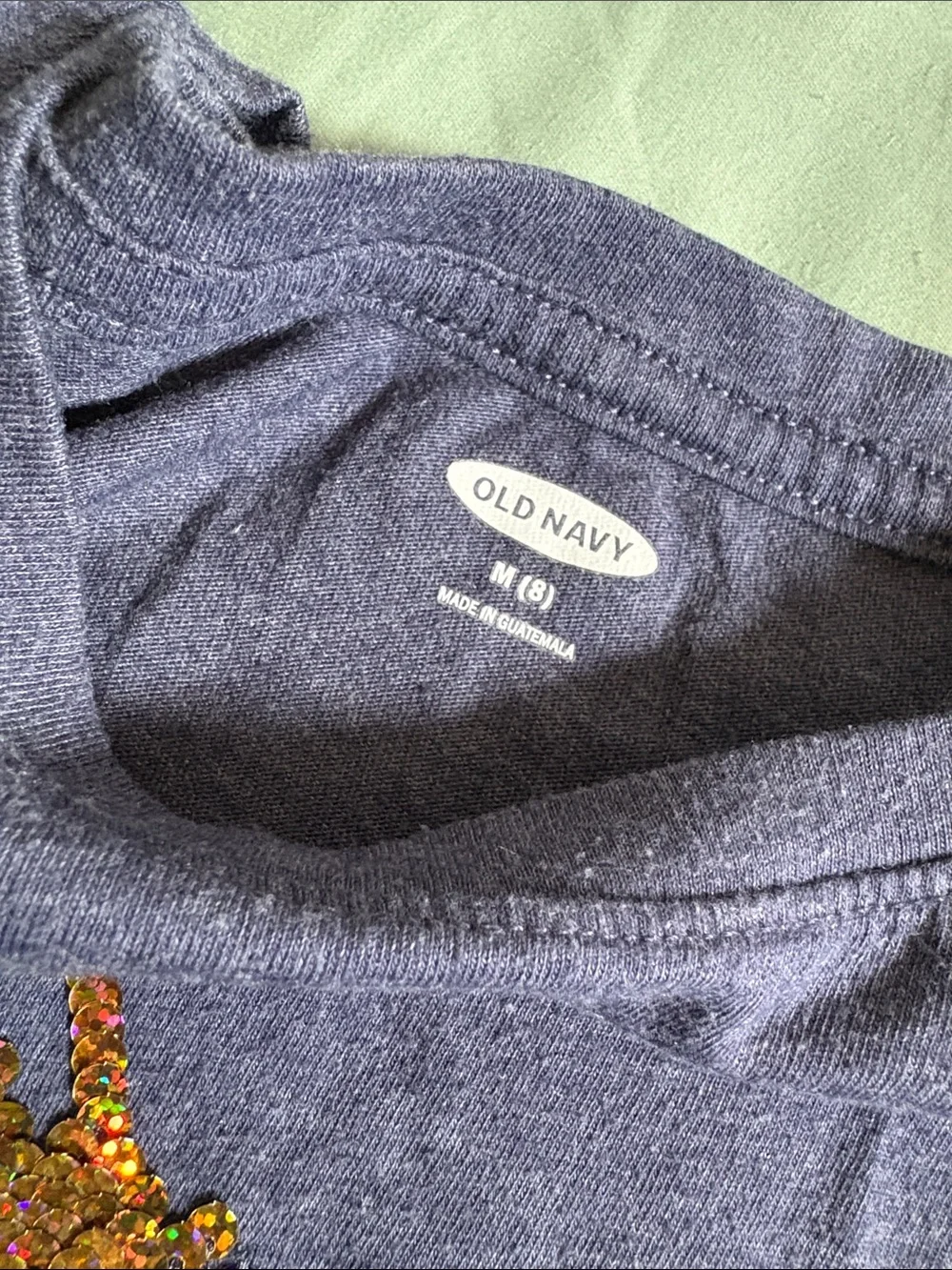 Old Navy Blue Short Sleeve Tee with Sequin Unicorn